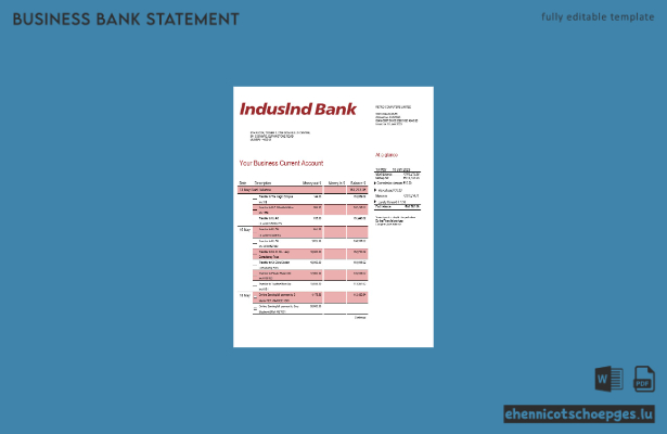 Indusind Bank Unternehmensabschluss – Beispielvorschau in Word und PDF